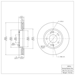 Hyundai Elantra Brake Rotor (1) - Front - R1 Concepts - Plain - `03-`13